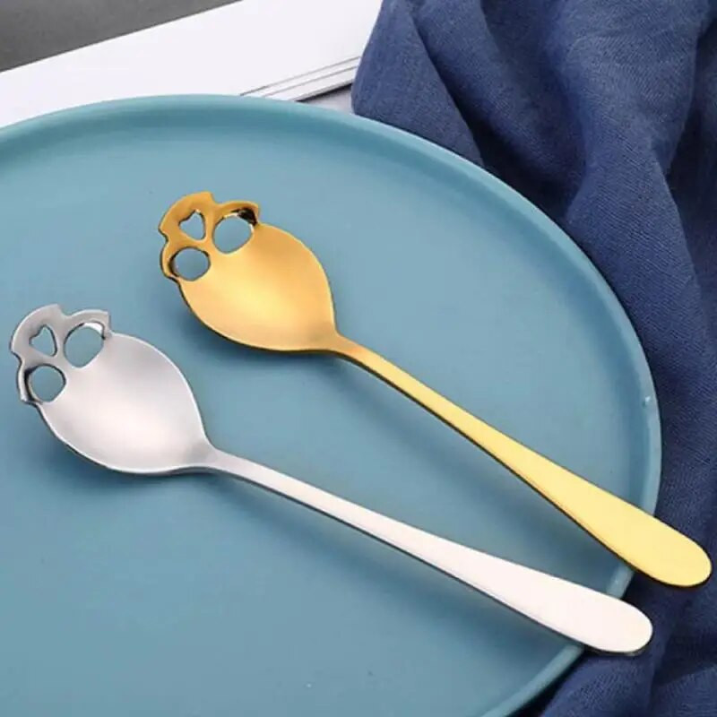 304 Nerūdijančio plieno kavos kaušelis kaukolės formos desertinis šaukštas Maistiniai ledai Saldainiai arbatos šaukštelis arbatos cukraus indai