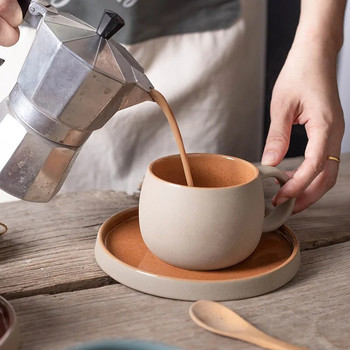 Πιατάκι Κεραμικής κούπας Σετ πιατάκι για φλιτζάνι εσπρέσο Απλό δημιουργικό φλιτζάνι νερού γραφείου Απογευματινό τσάι Stoneware Ποτό ιαπωνικού στυλ