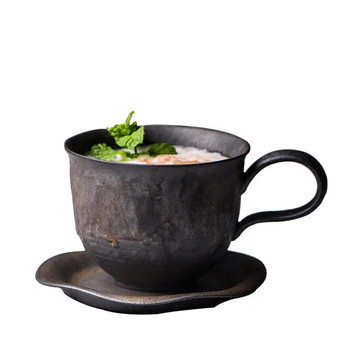 Σετ KuBac Stoneware Χειροποίητο Γιαπωνέζικο Στιλ Vintage Απογευματινό Κεραμικό Κεραμικό Κούπα για Τσάι Καφέ με Δίσκο Αποστολή