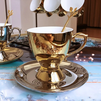 Чаша за кафе Комплекти чинийки Керамика Чаша за кафе Следобеден чай Чаша за чай Реколта Чаша за кафе с чиния Лъжица Домакински прибори за пиене