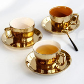 Северна позлатена керамична чаша за кафе Комплект прибори за хранене Американска концентрирана чаша за чай Подарък за рожден ден Чаша за чай Домакински предмети Модерни