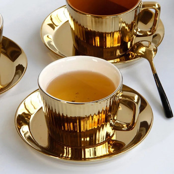 Северна позлатена керамична чаша за кафе Комплект прибори за хранене Американска концентрирана чаша за чай Подарък за рожден ден Чаша за чай Домакински предмети Модерни