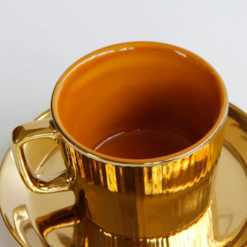 Северна позлатена керамична чаша за кафе Комплект прибори за хранене Американска концентрирана чаша за чай Подарък за рожден ден Чаша за чай Домакински предмети Модерни