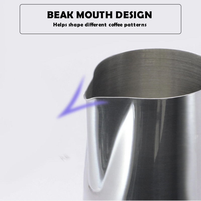 Кана за разпенване на мляко от неръждаема стомана 350/600 мл с индикатор за термометър Кана за мляко Barista Coffe Latte Art Cup Кана за мляко