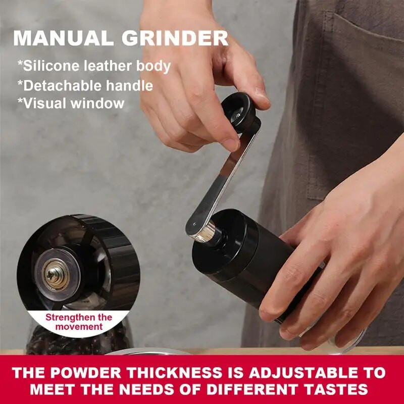 90 ml ručni mlin za kavu u zrnu, odvojivi, podesivi, 5 razina, prijenosni ručni mlin, ručna ručna ručna mlin za kavu, kuhinjski alat