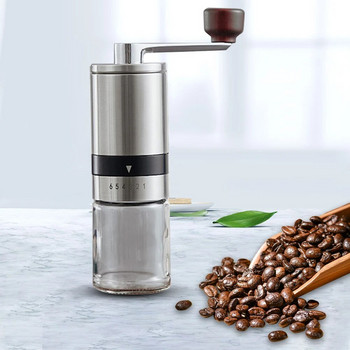 Μύλος μπαχαρικών από ανοξείδωτο ατσάλι Εγχειρίδιο Espresso Coffee Grinder Ceramic Burr with Hand Crank για σπίτι/γραφείο/κάμπινγκ/ταξίδια