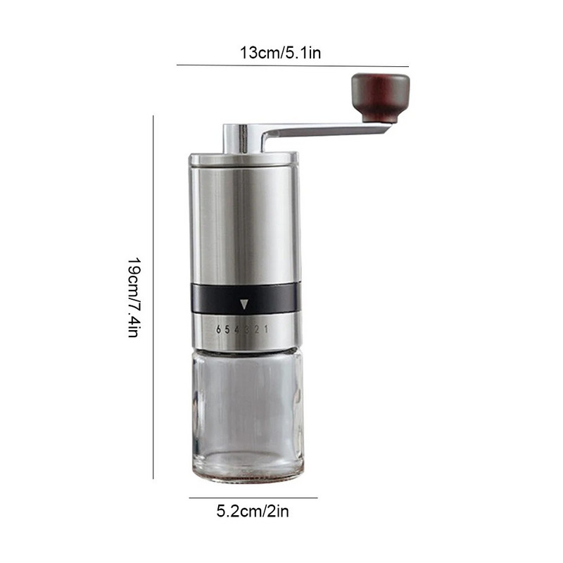 Мелничка за подправки Ръчна мелничка за еспресо кафе на зърна от неръждаема стомана Керамична мелница с манивела за дома/офиса/къмпинг/пътуване