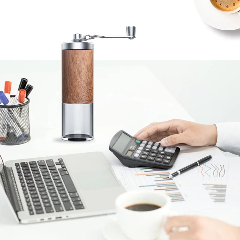 Käsitsi valmistatud kohvioaveski keraamilise reguleeritava nupuga, roostevabast terasest vändaga käsitsi valmistatud kohviveski, mida on lihtne kasutada