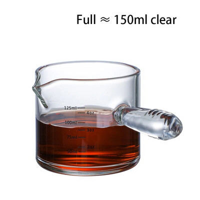 60/125 мл Мерителна чаша за еспресо със стъклена дръжка V-образна форма на устата Захар Кана за мляко Консумативи за кафе Мерителна чаша Кухненска чаша за подправки