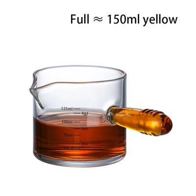 60/125 мл Мерителна чаша за еспресо със стъклена дръжка V-образна форма на устата Захар Кана за мляко Консумативи за кафе Мерителна чаша Кухненска чаша за подправки