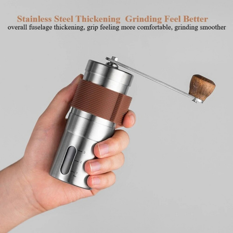 Hordozható kézi rozsdamentes acél kézi hajtókar Kávédaráló Kávébabdaráló Könnyen tisztítható Konyhai eszközök Kávéfőző Cocina