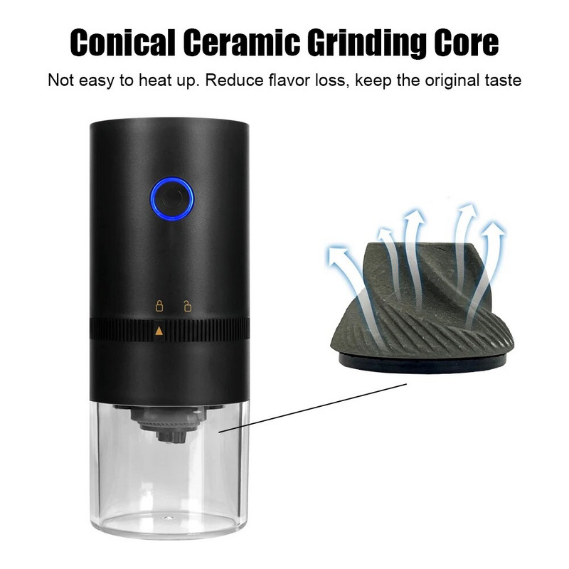 За кафене Начало Пътуване USB акумулаторна електрическа кафемелачка Машина за еспресо Преносима автоматична мелница за зърна