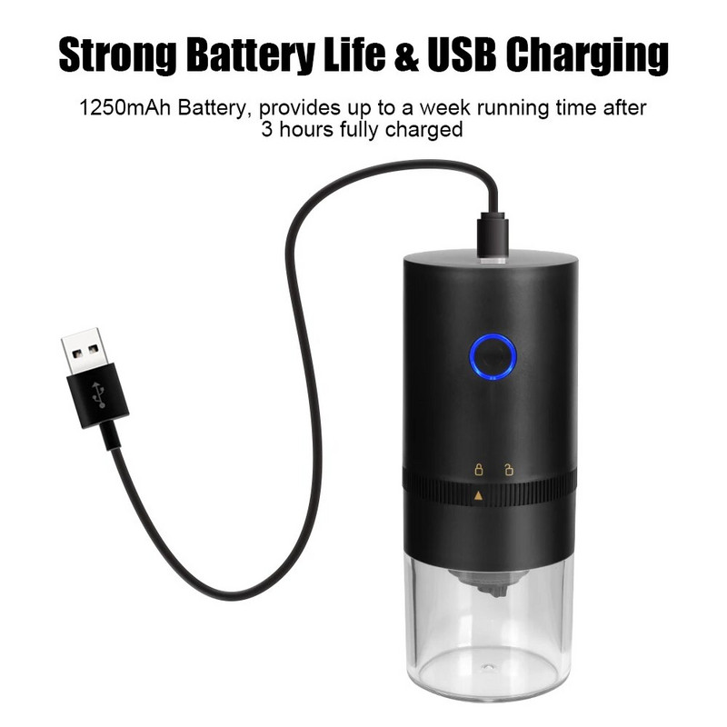 За кафене Начало Пътуване USB акумулаторна електрическа кафемелачка Машина за еспресо Преносима автоматична мелница за зърна