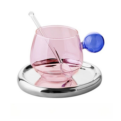 Влизане в ниша в скандинавски стил Луксозна чаша за кафе лате, чинийка, костюм за лъжица Британски сервиз за следобеден чай, домакинска топлоустойчива стъклена чаша