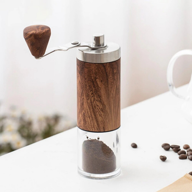 Mlin za mljevenje kave u zrnu Prijenosna poluga od nehrđajućeg čelika od drvenog zrna Ručni ručni mlin za kavu Kuhinjski alat za mljevenje