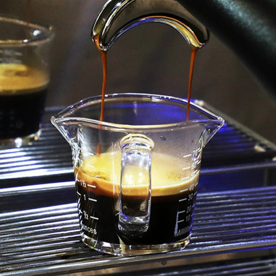 70 ml-es ESPRESSO hőálló üveg mérőpohár Konyhai Jigger eszpresszó kávéhoz, dupla szájú uncia csésze