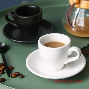 80 мл черна чаша за еспресо Костюм Професионален костен Китай Чаша за кафе и комплект чинии Италианско лате кафе Мляко Чай Чаша Dropshipping