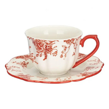 Ретро цветя Шарки Комплект чаши за кафе Европейски стил Комплекти чаши за чай Сервиз за следобеден чай Битова керамична чаша за вода Чаши за мляко Чиния