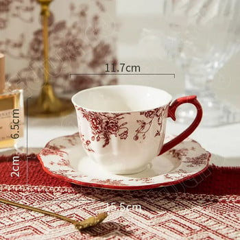 Ретро цветя Шарки Комплект чаши за кафе Европейски стил Комплекти чаши за чай Сервиз за следобеден чай Битова керамична чаша за вода Чаши за мляко Чиния