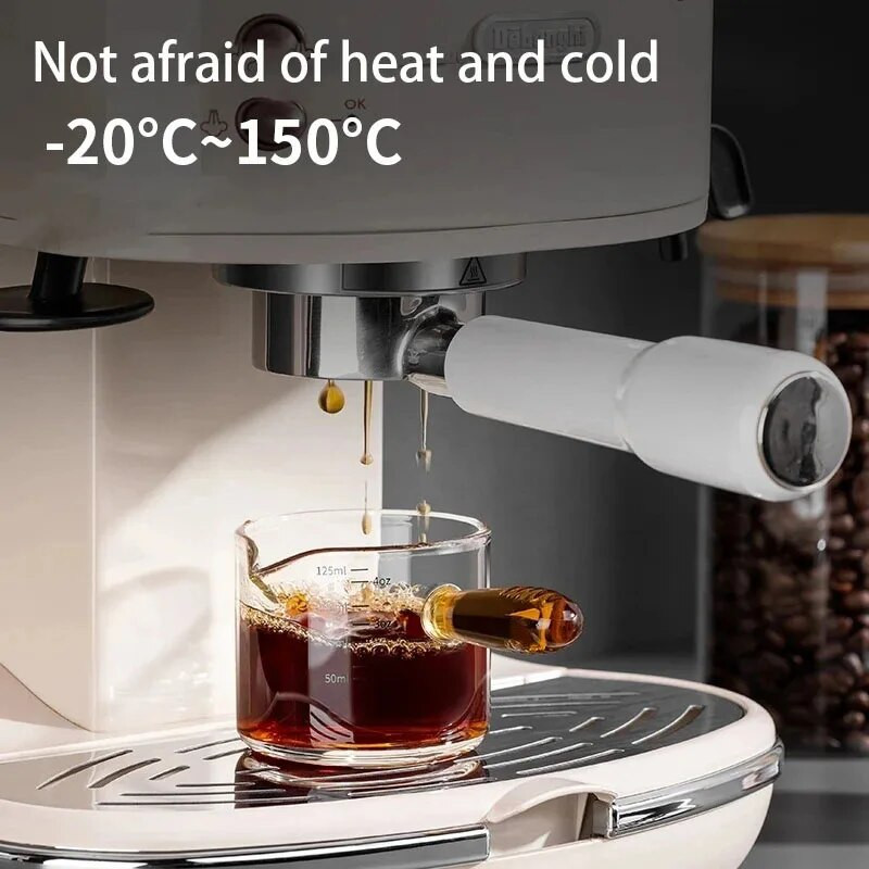 80/150 ml-es színes üveg fogantyús eszpresszó mérőpohár Vshape szájú tejkanna kávé kellékek sűrített üvegű konyhai mérőbögre