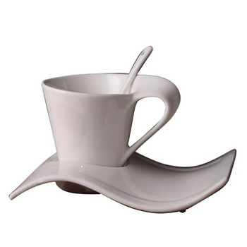 70-220 мл комплект керамични чаши за кафе Креативна вълна Комплект чаша за мляко и чинийка Европейски двоен комплект чаши за чай Чаши за вода