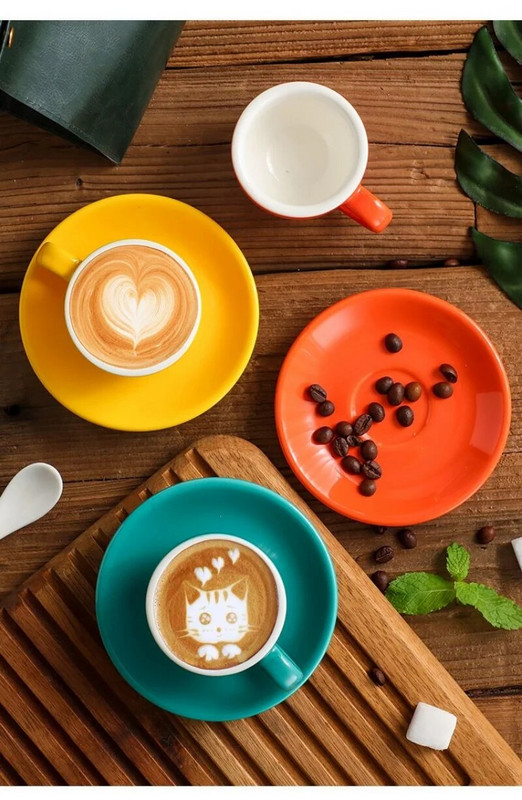 Ekstra jaka mini šalica za espresso 75 ml keramička šalica za espresso u boji jaja i set tanjurića