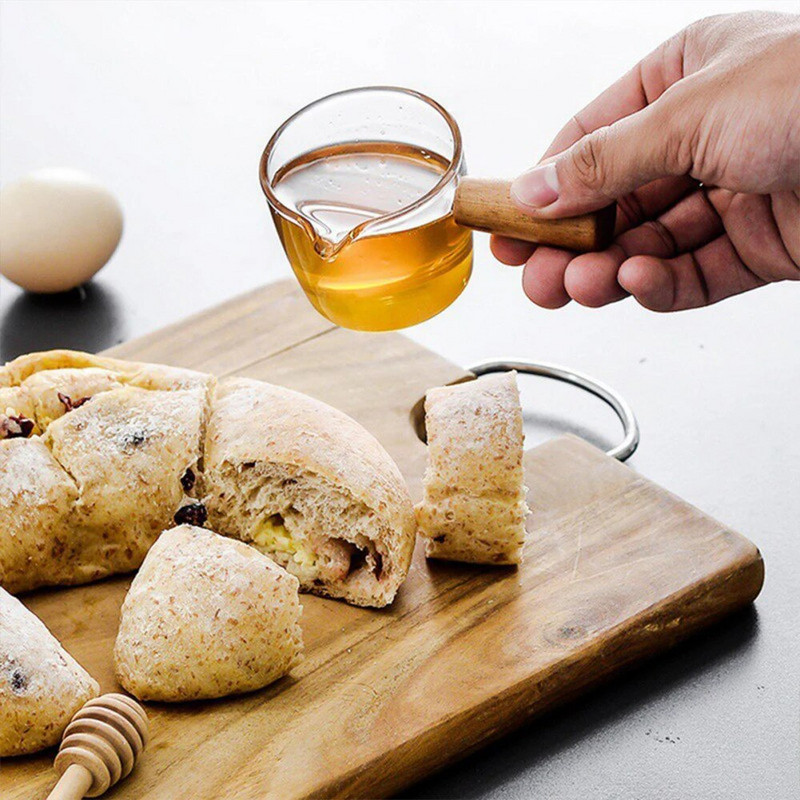 Višenamjenska kuhinjska šalica za mjerenje Drvena drška Staklena šalica za mjerenje espressa kave Vrč za jedno usta Mliječni pribor za kavu Prozirna