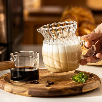 YWDL Nordic διαφανές γυάλινο σετ κανάτα γάλακτος καφέ με λαβή Espresso Coffee Fothing Potcher Tea Pitch Separator Cafe Drinkware
