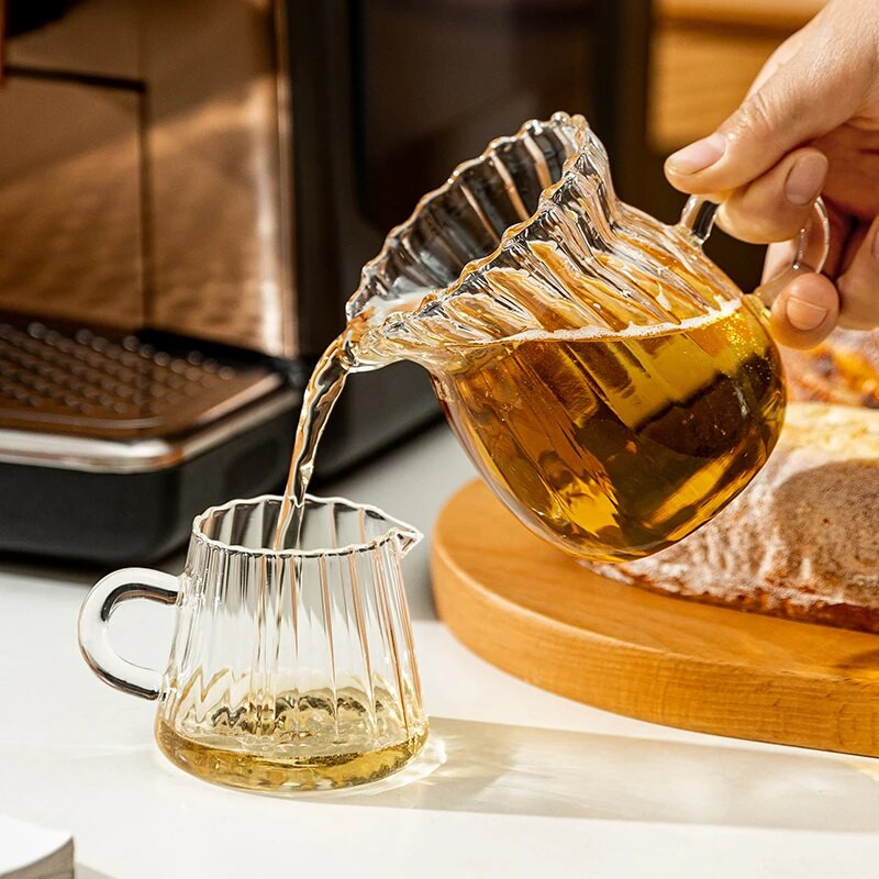 YWDL nordijski prozirni stakleni set vrča za kavu i mlijeko s ručkom Šalica za pjenjenje espresso kave Vrč za čaj Separator Posuđe za kafić