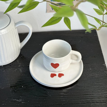 Φλιτζάνι καφέ Creative Love Heart με Σετ Πιατάκι Πολύχρωμο Πουά Φοιτητικό Κεραμικό Φλιτζάνι Νερού Σπιτιού Εκλεκτό σερβίτσιο Δώρο