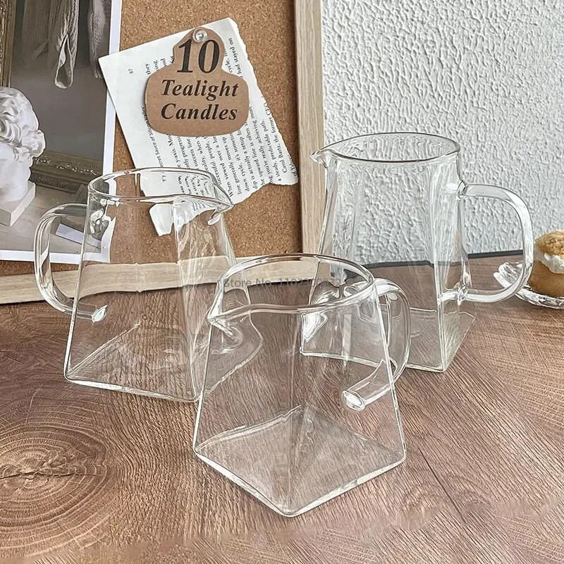 350/550 ml Stakleni vrč za mlijeko Mini vrč Prozirni vrč za kavu Stakleni izlivač mlijeka za čaj Stakleni lonac za kremu