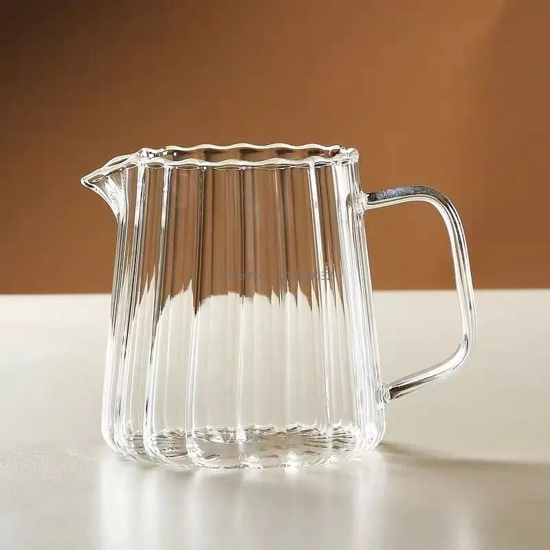 150/410/575 ml prugasto visoko borosilikatno staklo otporno na toplinu Teahouse Set za čaj Dodaci Chahai Milk Stakleni vrč Posuda za kavu