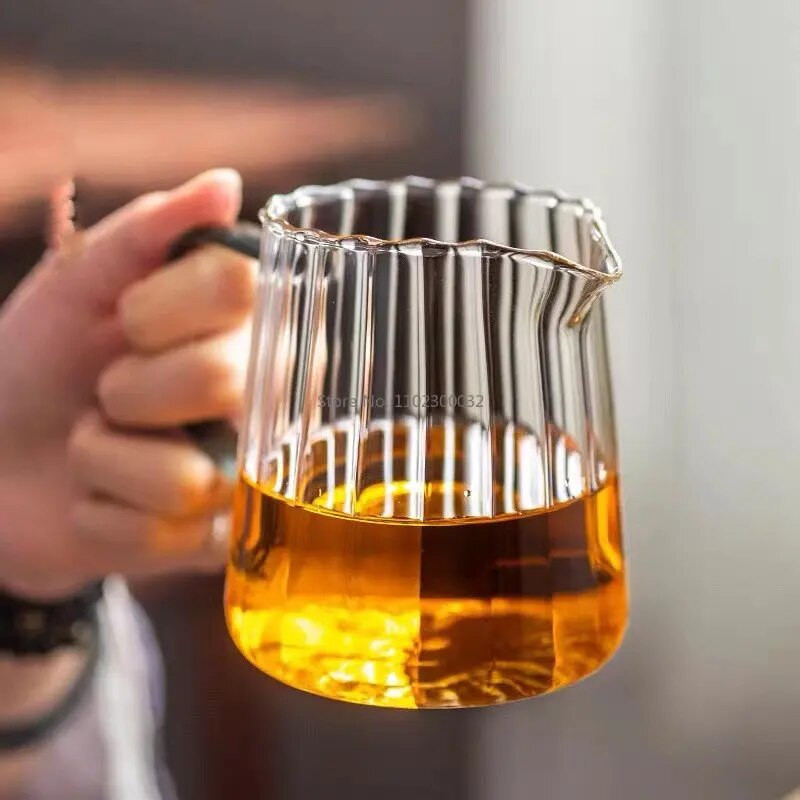 150/410/575 ml prugasto visoko borosilikatno staklo otporno na toplinu Teahouse Set za čaj Dodaci Chahai Milk Stakleni vrč Posuda za kavu