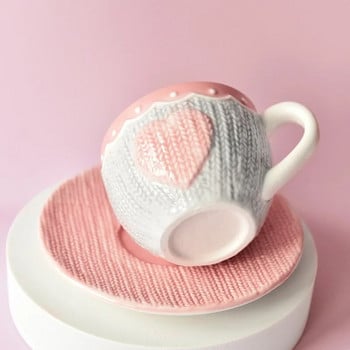 Сладък керамичен комплект чаша за кафе и чинийка творческо момиче розов подарък Европейска чаша за следобеден чай любовна релефна чаша за мляко чаша за напитка чаша за сок