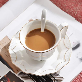Керамична чаша за кафе домакински Европейски прост костен Китай Чай от цветя Британска следобедна чаша Подаръчен комплект за чиния Комплект чаши за чай