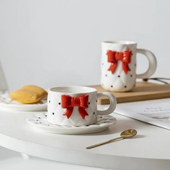 Корейска персонализирана креативна чаша за кафе чаша за чай чаша за закуска чаша чаша триизмерна чаша за кафе във формата на лък Десертна чиния