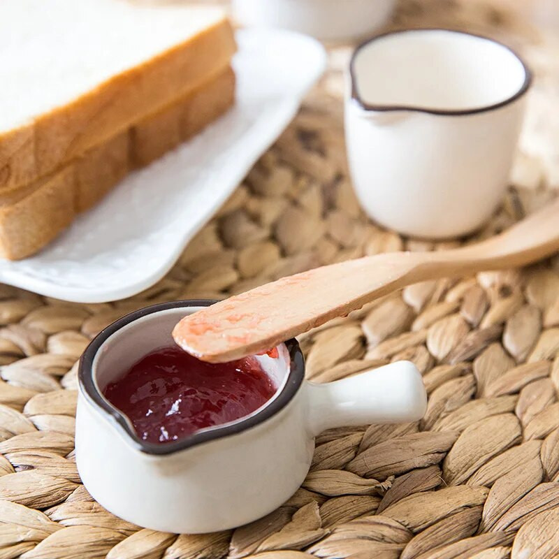 YWDL Мини керамична кана за мляко с дръжка Ястие за подправки Чаша с оцетен сос Сметана за мляко Буркан за сироп за кафе Купички за потапяне