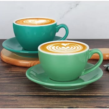 Φλιτζάνι καφέ Cappuccino European Style, Κεραμικό φλιτζάνι Latte, Σετ κουταλιού πιατάκι, Custom Latte φλιτζάνι, γλάσο φωτεινού χρώματος, 220ml