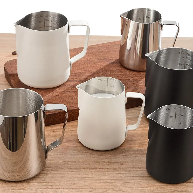 350/600 мл неръждаема стомана V-образна гърло за разпенване на мляко Кана за мляко с пяна Кана за кафе Прибори за кафе Barista Craft Milk Bubble Jar Family Café