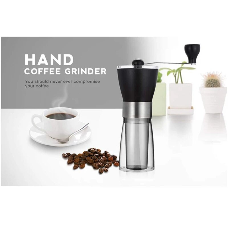 1-dijelni ručni prijenosni mlin za zrna graha, ručka od nehrđajućeg čelika, podesivi sklop keramičkih čira za putovanja