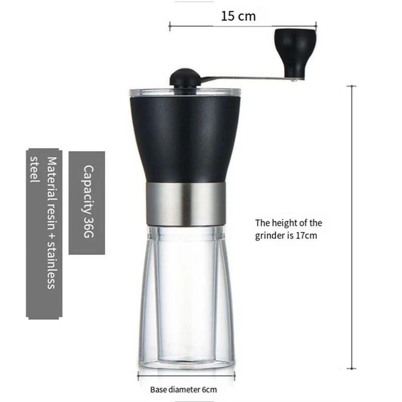 1-dijelni ručni prijenosni mlin za zrna graha, ručka od nehrđajućeg čelika, podesivi sklop keramičkih čira za putovanja