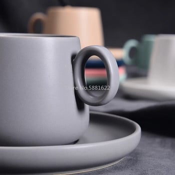 Nordic Ceramic Coffee Cup Σετ Απλή Εξάχρωμη Φλιτζάνι Καφέ με πιατάκι και κουτάλι Διασκεδαστικά δώρα για καφέ στο σπίτι