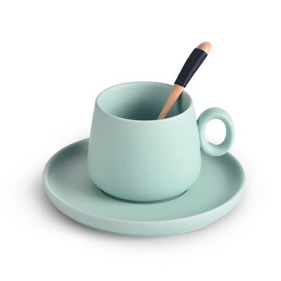 Nordijska keramička šalica za kavu Jednostavan set šalica za kavu u šest boja s tanjurićem i žlicom Kućni ured Kafić Zabavni darovi