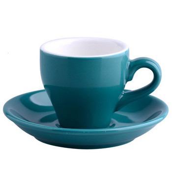 80cc χρωματιστά φτηνά χοντρά κεραμικά φλιτζάνια εσπρέσο Σετ πιατάκι Cafe Household Caffe Latte Expresso Δυνατό κούπες καφέ Δίσκος Χονδρική