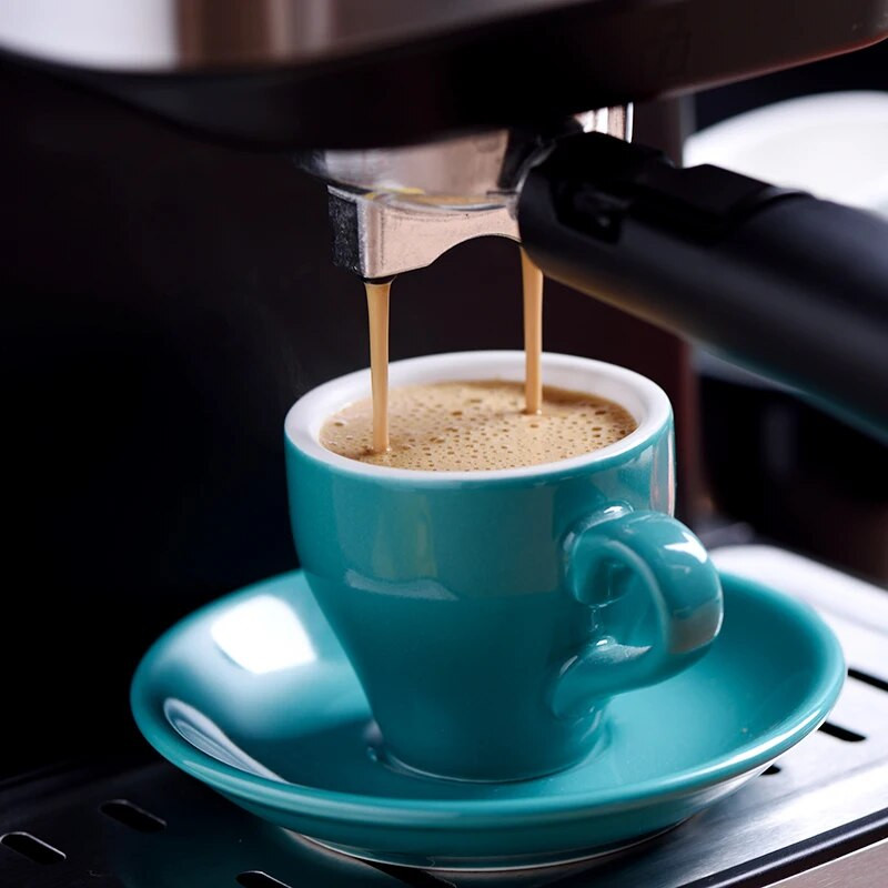 80cc obojene jeftine debele keramičke espresso šalice set tanjurića kafić kućanstvo Caffe latte expresso jaka kava šalice pladanj veleprodaja