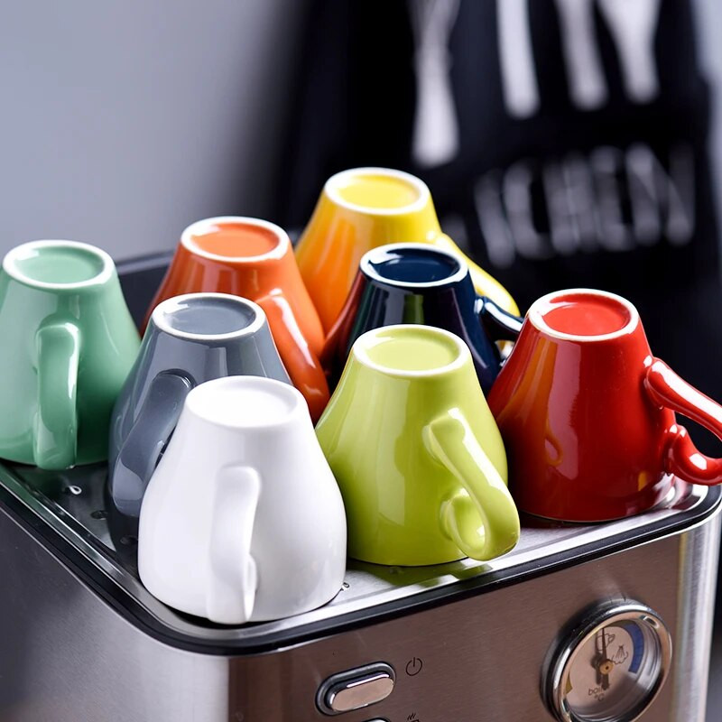 80cc obojene jeftine debele keramičke espresso šalice set tanjurića kafić kućanstvo Caffe latte expresso jaka kava šalice pladanj veleprodaja