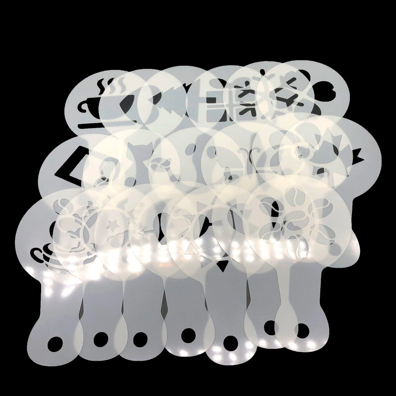 19 бр шаблони за кафе изискан модел за печат на кафе пяна спрей шаблони за торта рисуване на кафе форма за капучино сито на прах инструменти