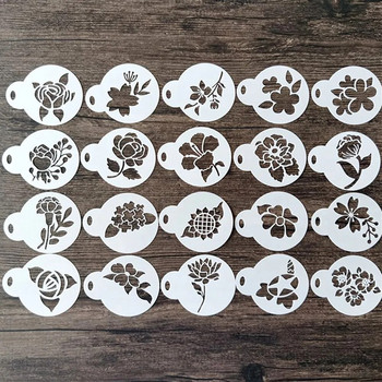 20 τμχ Πρότυπα σχεδιαστών στένσιλ καφέ Ζώα Γάλα καπουτσίνο Art Latte Deco Barista Αξεσουάρ Κέικ Σχέδιο μπισκότων επαναχρησιμοποιήσιμο