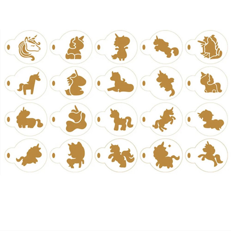 Dizajnerski predlošci šablona za kavu od 20 komada Životinje Cappuccino Mlijeko Art Latte Deco Dodaci za bariste Torta Crtež kolačića Višekratna upotreba