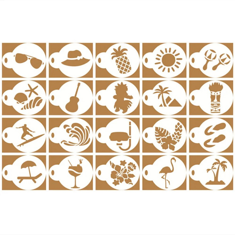 Dizajnerski predlošci šablona za kavu od 20 komada Životinje Cappuccino Mlijeko Art Latte Deco Dodaci za bariste Torta Crtež kolačića Višekratna upotreba